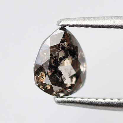 0.61 CT Brown Black Pear Shape Diamond, Natural 6.10 MM Conflict Free Salt and Pepper Diamond For Pear Diamond Ring