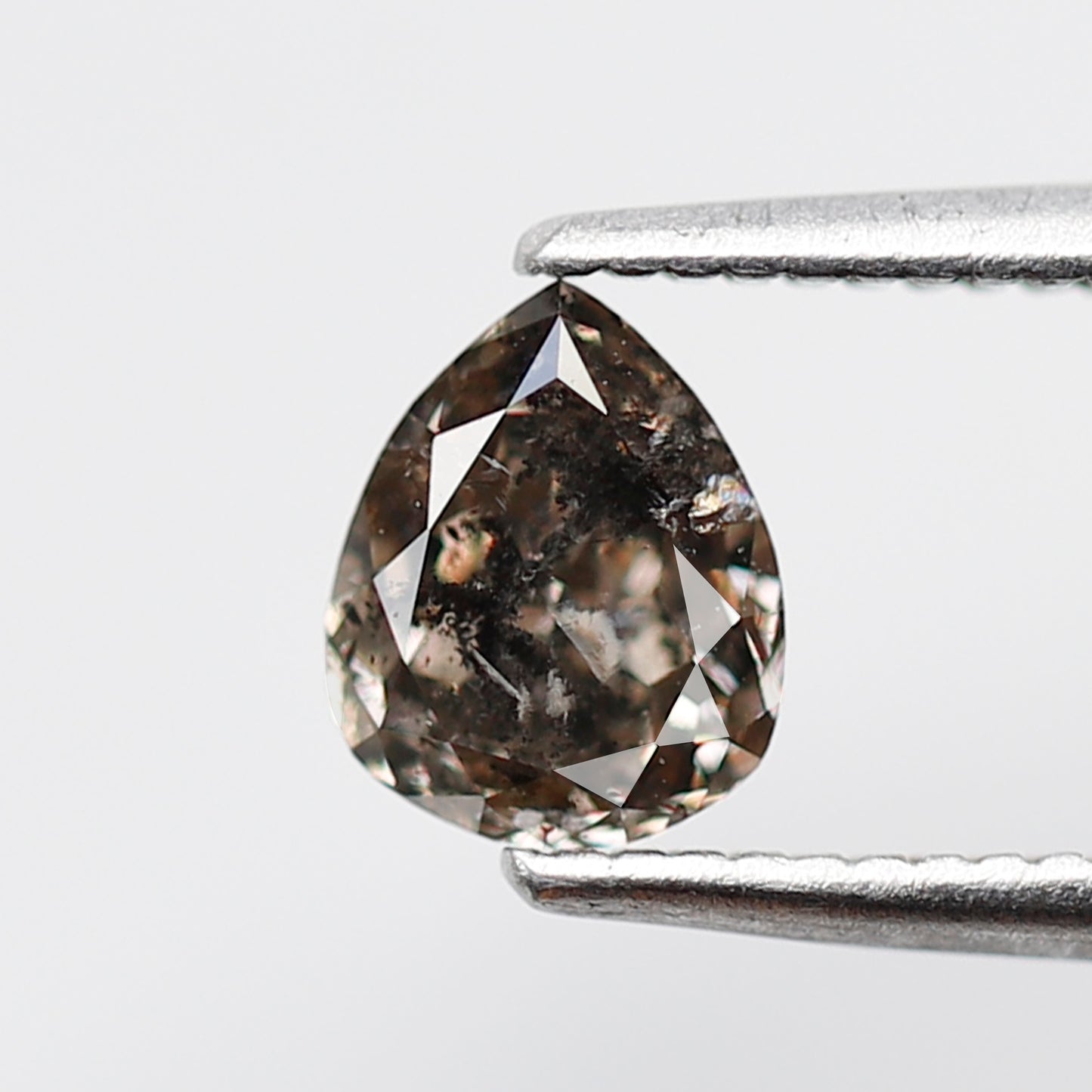 0.61 CT Brown Black Pear Shape Diamond, Natural 6.10 MM Conflict Free Salt and Pepper Diamond For Pear Diamond Ring