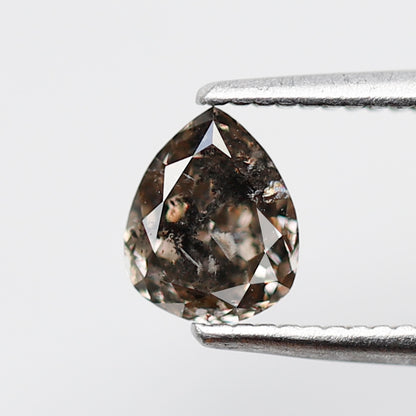 0.61 CT Brown Black Pear Shape Diamond, Natural 6.10 MM Conflict Free Salt and Pepper Diamond For Pear Diamond Ring
