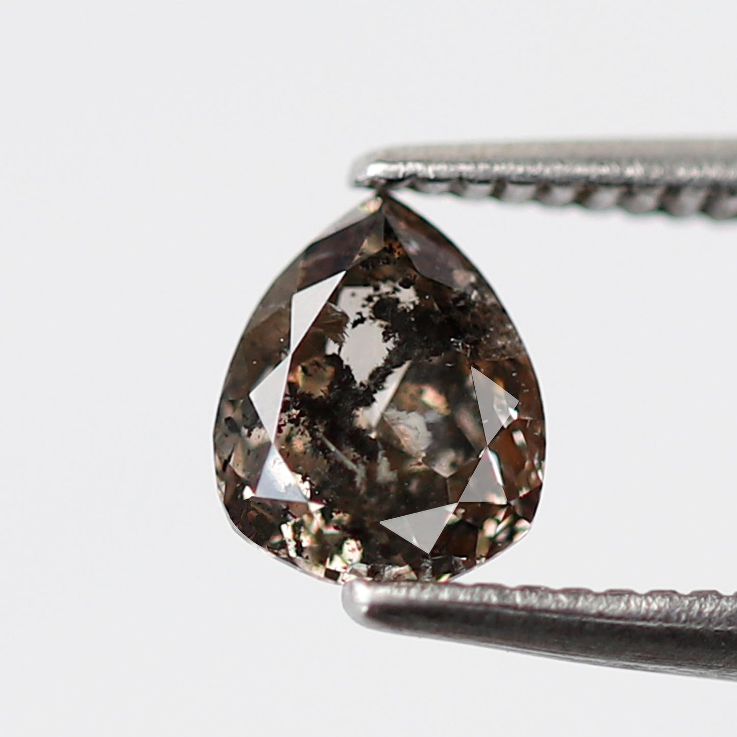0.61 CT Brown Black Pear Shape Diamond, Natural 6.10 MM Conflict Free Salt and Pepper Diamond For Pear Diamond Ring