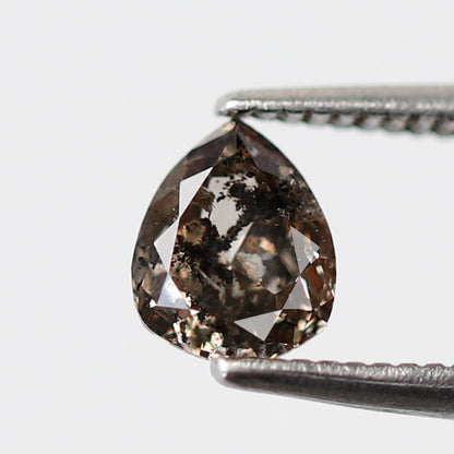 0.61 CT Brown Black Pear Shape Diamond, Natural 6.10 MM Conflict Free Salt and Pepper Diamond For Pear Diamond Ring