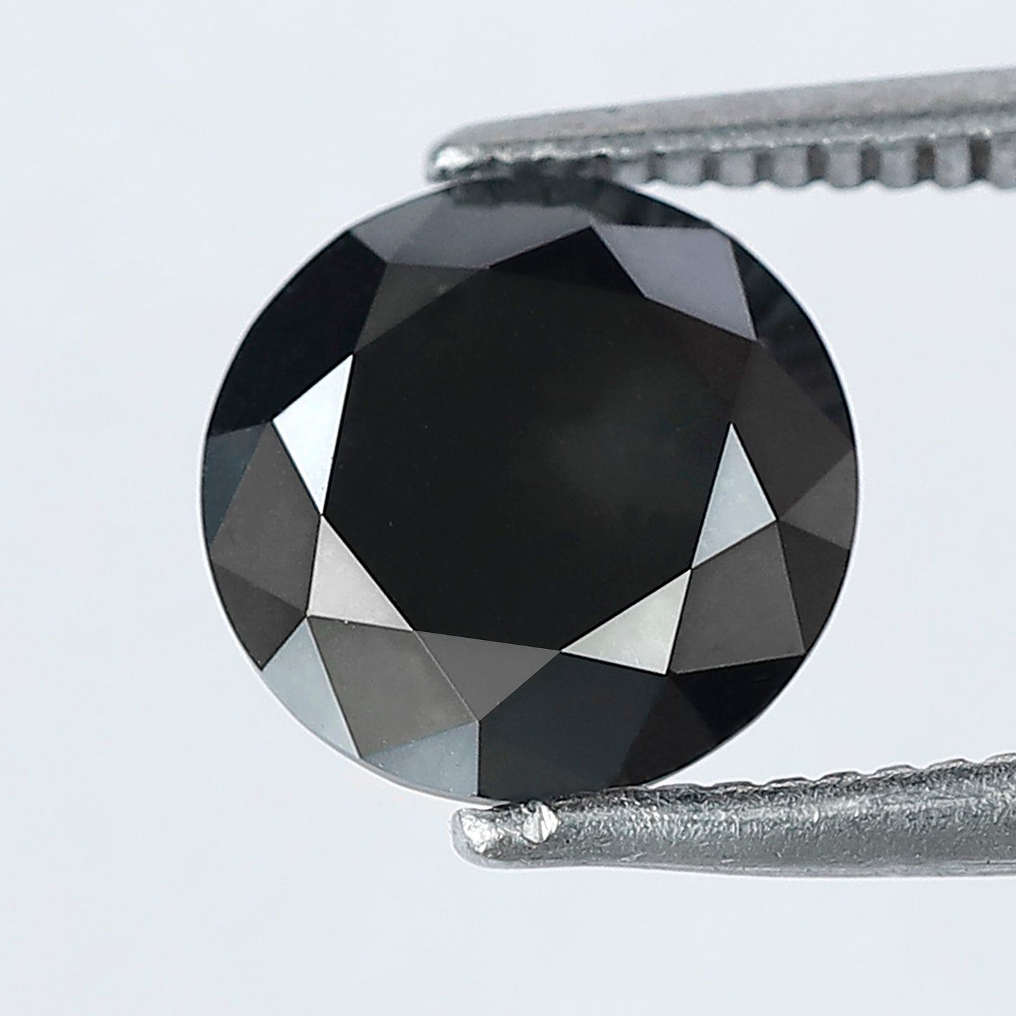 1.78 Ct Round Brilliant cut Jet Black Diamond, Natural Treated Loose Diamond, 7.70 mm Black Diamond for Engagement Ring