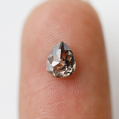 0.61 CT Brown Black Pear Shape Diamond, Natural 6.10 MM Conflict Free Salt and Pepper Diamond For Pear Diamond Ring