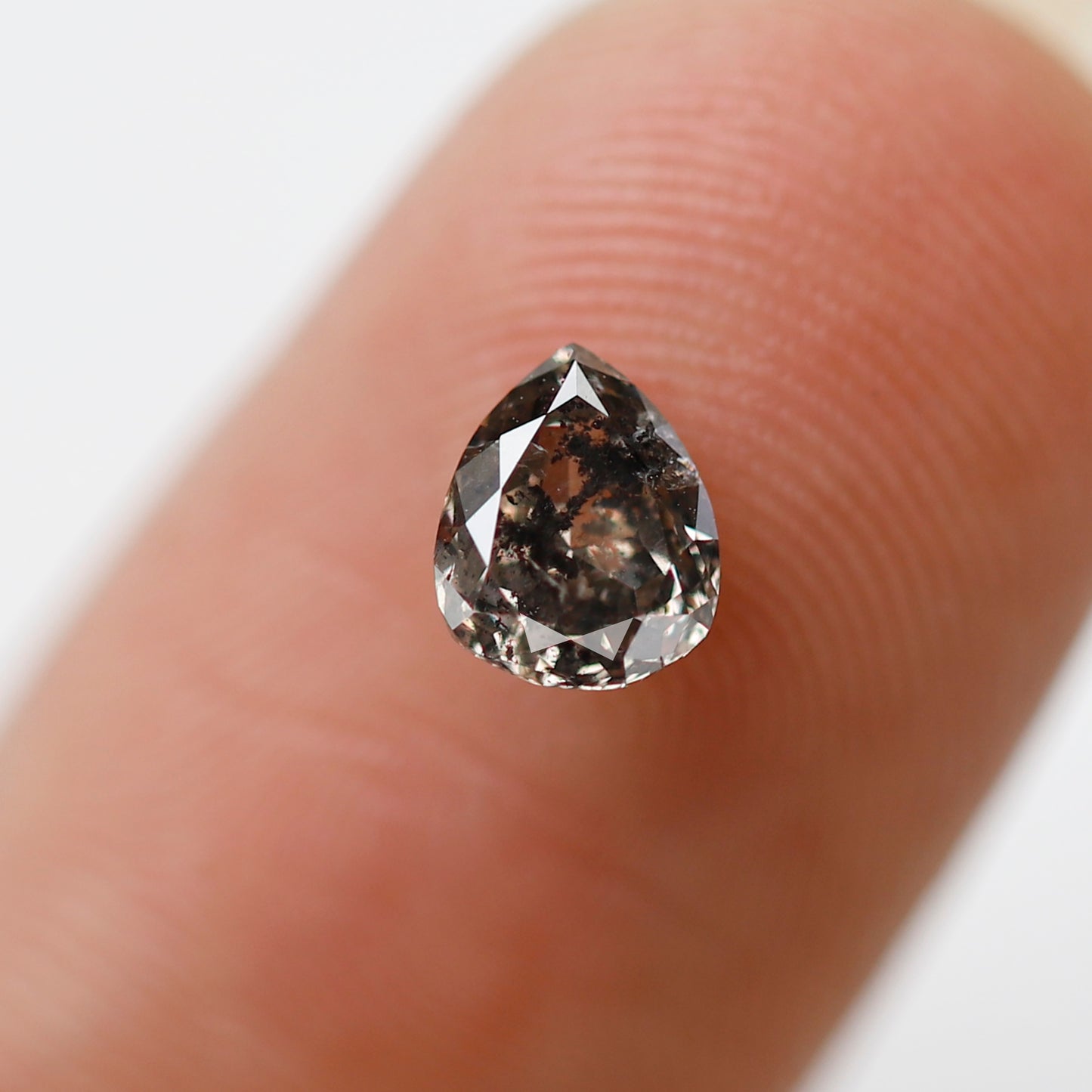 0.61 CT Brown Black Pear Shape Diamond, Natural 6.10 MM Conflict Free Salt and Pepper Diamond For Pear Diamond Ring