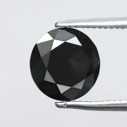 1.78 Ct Round Brilliant cut Jet Black Diamond, Natural Treated Loose Diamond, 7.70 mm Black Diamond for Engagement Ring