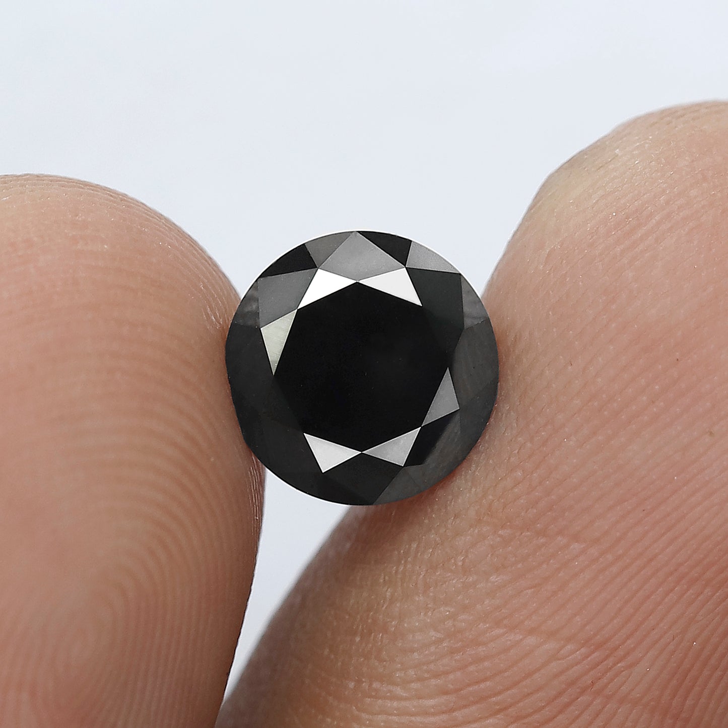 1.78 Ct Round Brilliant cut Jet Black Diamond, Natural Treated Loose Diamond, 7.70 mm Black Diamond for Engagement Ring