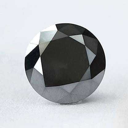 1.78 Ct Round Brilliant cut Jet Black Diamond, Natural Treated Loose Diamond, 7.70 mm Black Diamond for Engagement Ring
