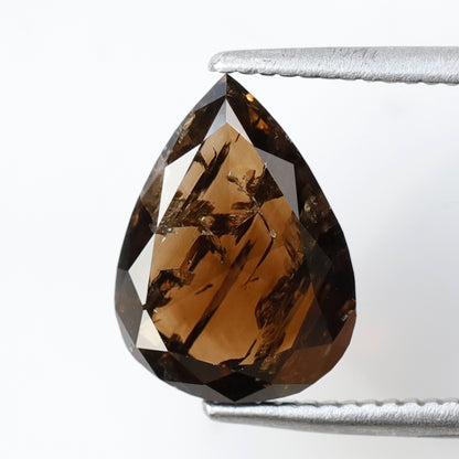2.25 Ct Pear Shape Rustic Diamond, 10.20 mm Dark Champagne Natural Earth Mined Loose Diamond for Engagement Ring