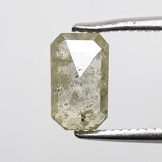 0.98 CT Fancy Yellowish Green Emerald Shape salt and Pepper Diamond Perfect For Making Dual Band Wedding Ring