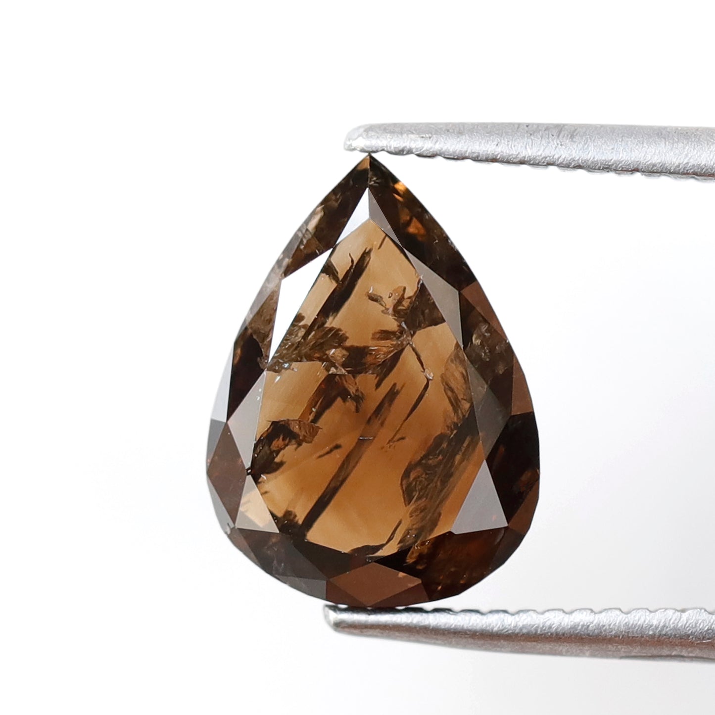 2.25 Ct Pear Shape Rustic Diamond, 10.20 mm Dark Champagne Natural Earth Mined Loose Diamond for Engagement Ring