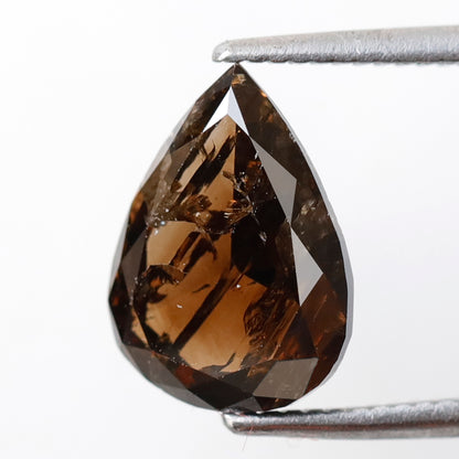 2.25 Ct Pear Shape Rustic Diamond, 10.20 mm Dark Champagne Natural Earth Mined Loose Diamond for Engagement Ring