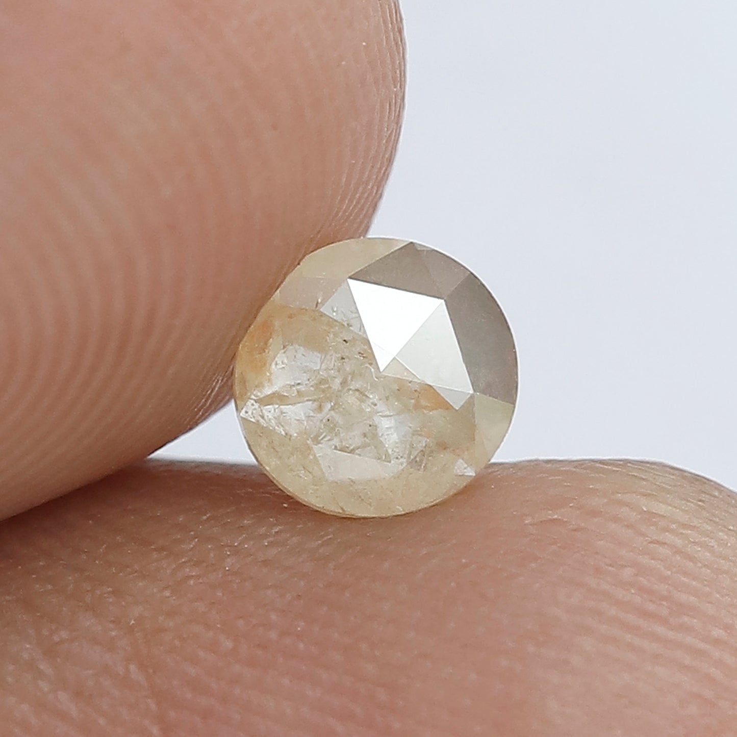 0.39 CT Icy Yellow Round Rose Cut Natural Rustic Diamond