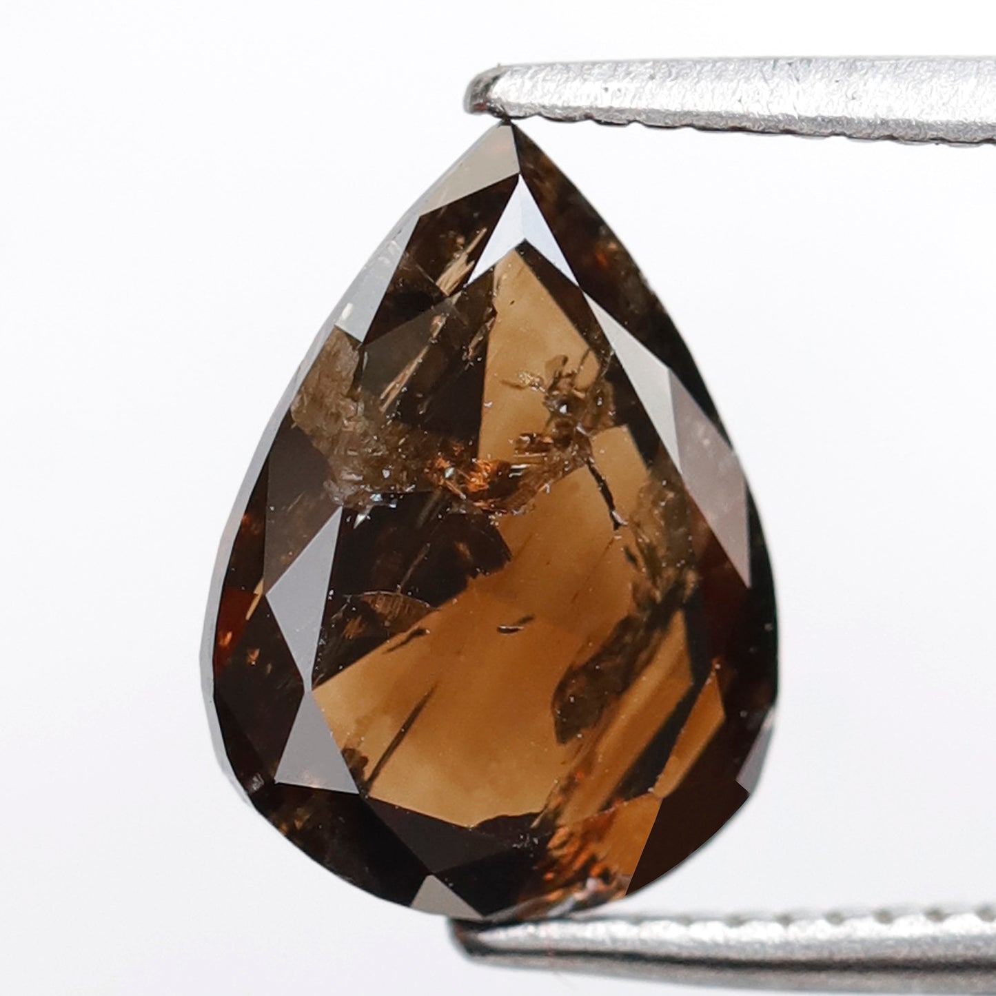 2.25 Ct Pear Shape Rustic Diamond, 10.20 mm Dark Champagne Natural Earth Mined Loose Diamond for Engagement Ring