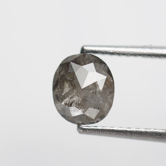 0.94 CT Oval Shape Salt and Pepper Diamond, Natural Gray Black Ethically Sourced Loose Diamond For Woman Ring