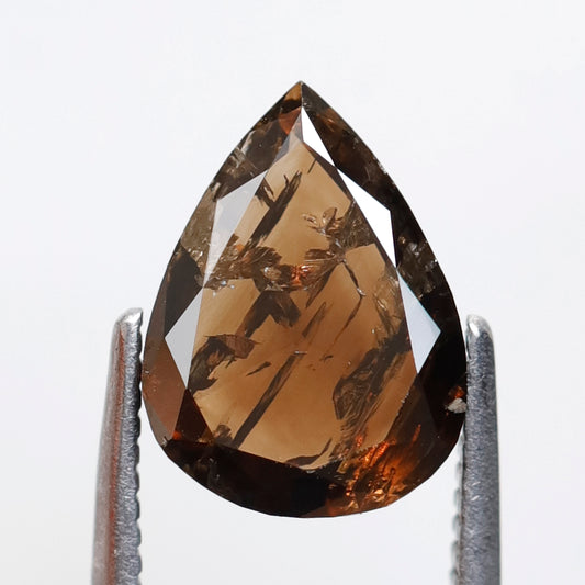 2.25 Ct Pear Shape Rustic Diamond, 10.20 mm Dark Champagne Natural Earth Mined Loose Diamond for Engagement Ring