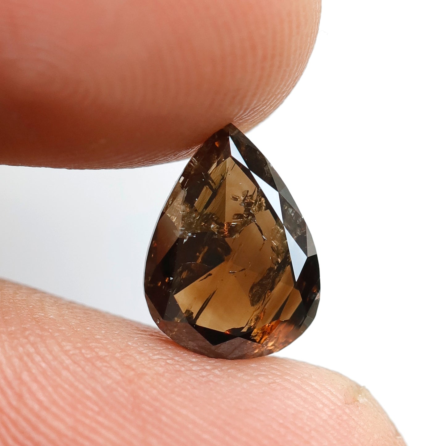 2.25 Ct Pear Shape Rustic Diamond, 10.20 mm Dark Champagne Natural Earth Mined Loose Diamond for Engagement Ring