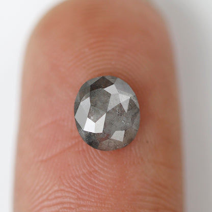 0.94 CT Oval Shape Salt and Pepper Diamond, Natural Gray Black Ethically Sourced Loose Diamond For Woman Ring