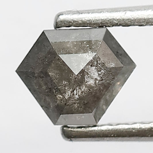 4.8 x 6 x 2.7 MM Unique Geometric Shape Diamond 0.63 CT Loose Natural Grey Black Color Diamond Salt and Pepper Diamond Custom Design Ring
