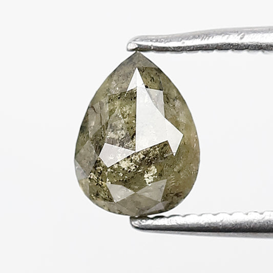 0.92 CT Natural Green Color Pear Shape Salt and Pepper Diamond Made For Fancy Engagement Ring