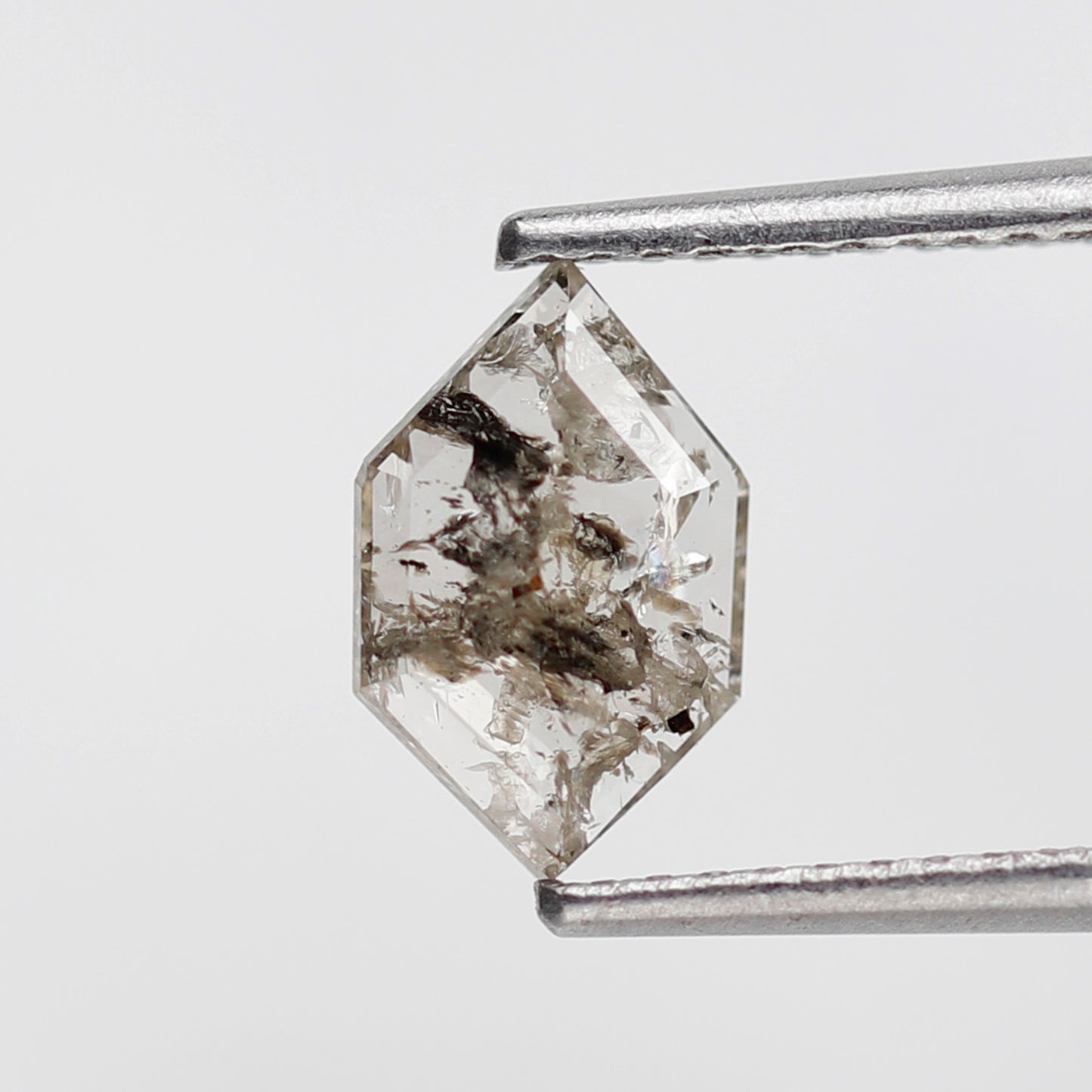 0.70 CT Hexagon Shape Natural Diamond, 8.90 x 5.70 mm Brownish Black Salt and Pepper Earth Mined Diamond