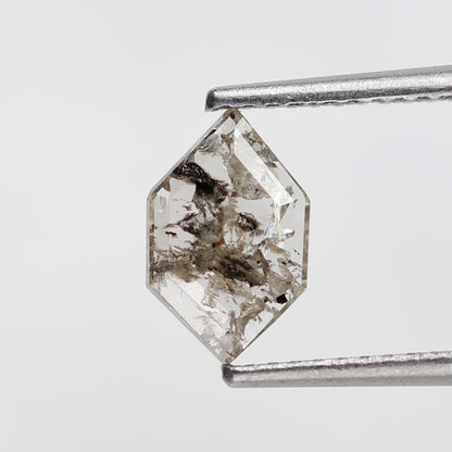 0.70 CT Hexagon Shape Natural Diamond, 8.90 x 5.70 mm Brownish Black Salt and Pepper Earth Mined Diamond