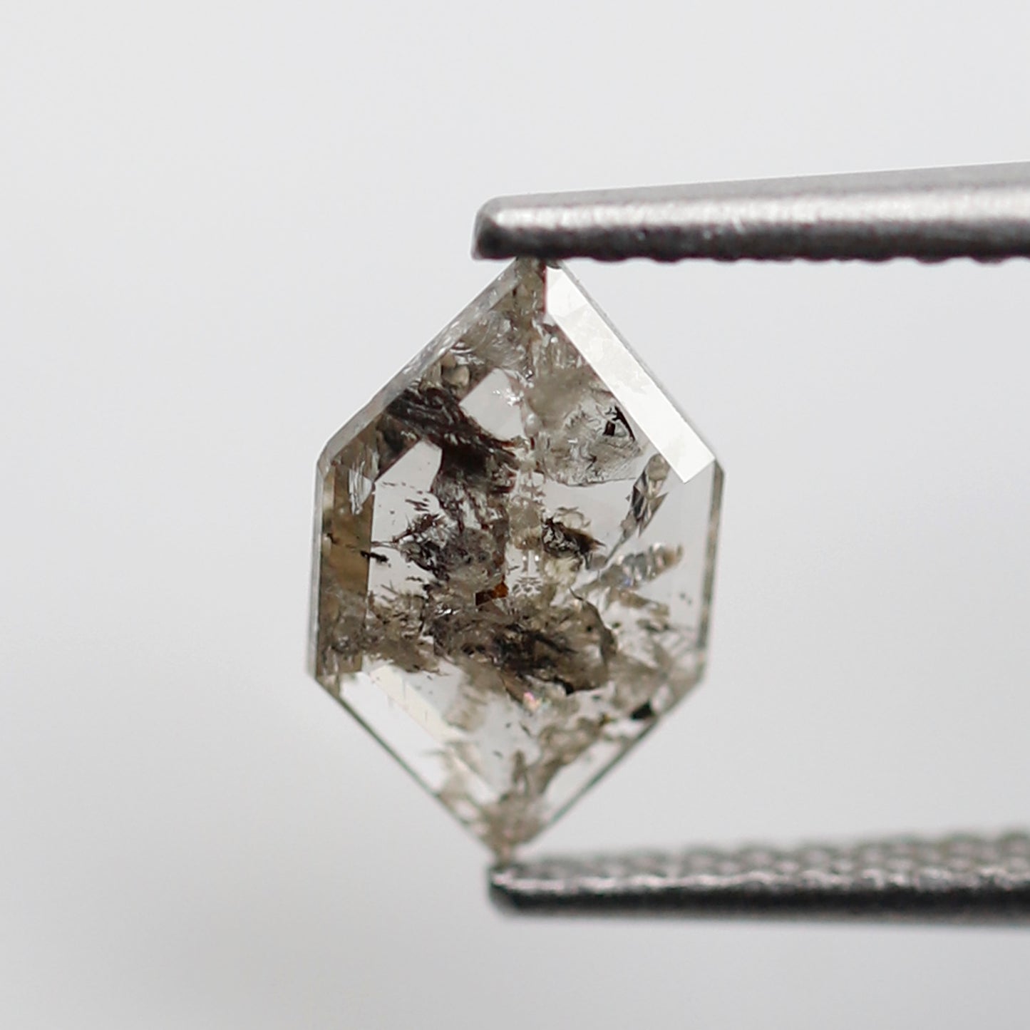 0.70 CT Hexagon Shape Natural Diamond, 8.90 x 5.70 mm Brownish Black Salt and Pepper Earth Mined Diamond