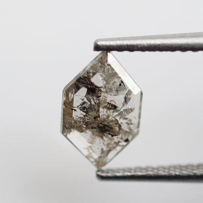 0.70 CT Hexagon Shape Natural Diamond, 8.90 x 5.70 mm Brownish Black Salt and Pepper Earth Mined Diamond