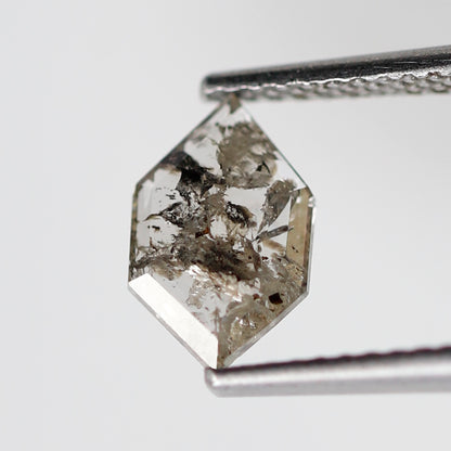 0.70 CT Hexagon Shape Natural Diamond, 8.90 x 5.70 mm Brownish Black Salt and Pepper Earth Mined Diamond