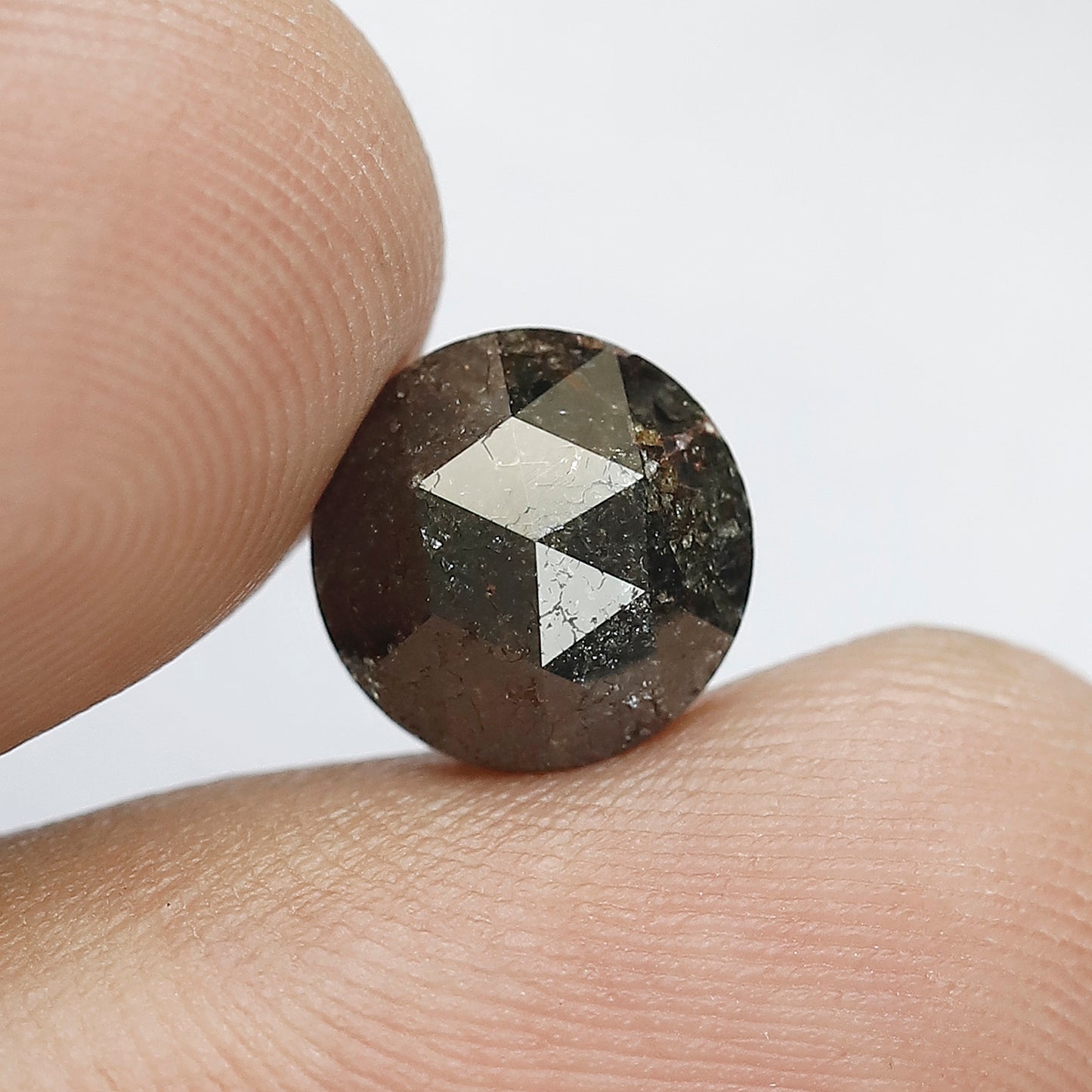 2.49 CT Shining Black Grey Color Round Shape Salt and Pepper Loose Rustic Diamond