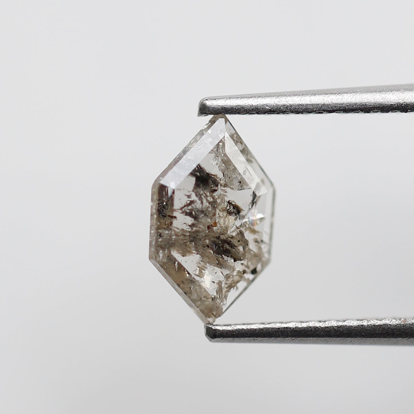 0.70 CT Hexagon Shape Natural Diamond, 8.90 x 5.70 mm Brownish Black Salt and Pepper Earth Mined Diamond