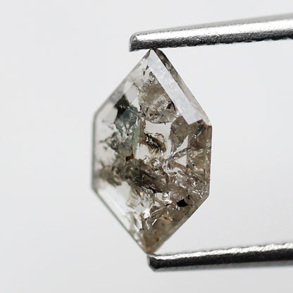 0.70 CT Hexagon Shape Natural Diamond, 8.90 x 5.70 mm Brownish Black Salt and Pepper Earth Mined Diamond