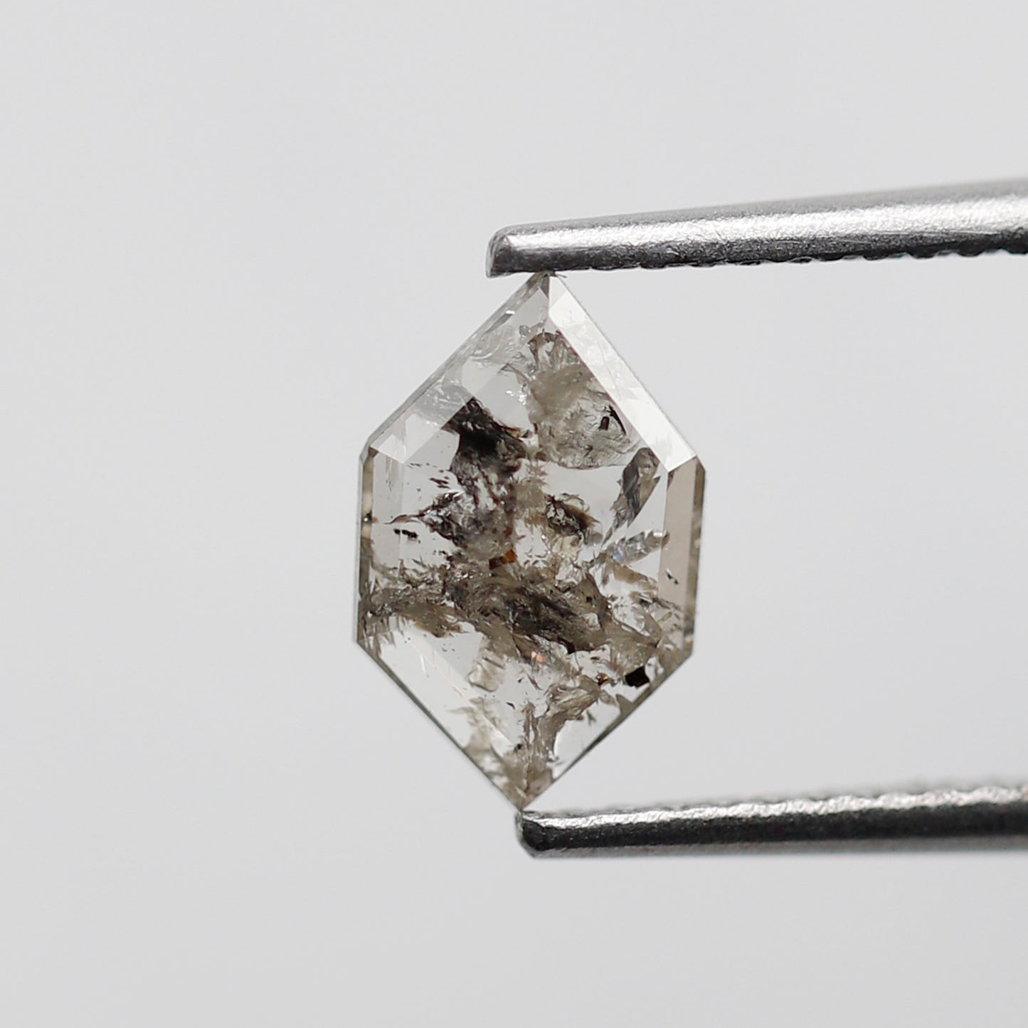 0.70 CT Hexagon Shape Natural Diamond, 8.90 x 5.70 mm Brownish Black Salt and Pepper Earth Mined Diamond