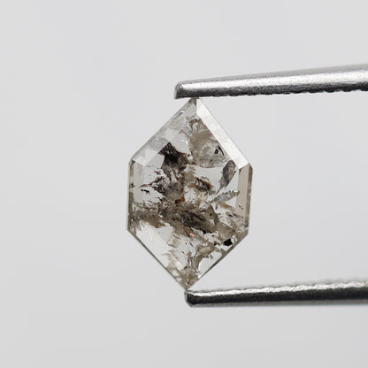 0.70 CT Hexagon Shape Natural Diamond, 8.90 x 5.70 mm Brownish Black Salt and Pepper Earth Mined Diamond