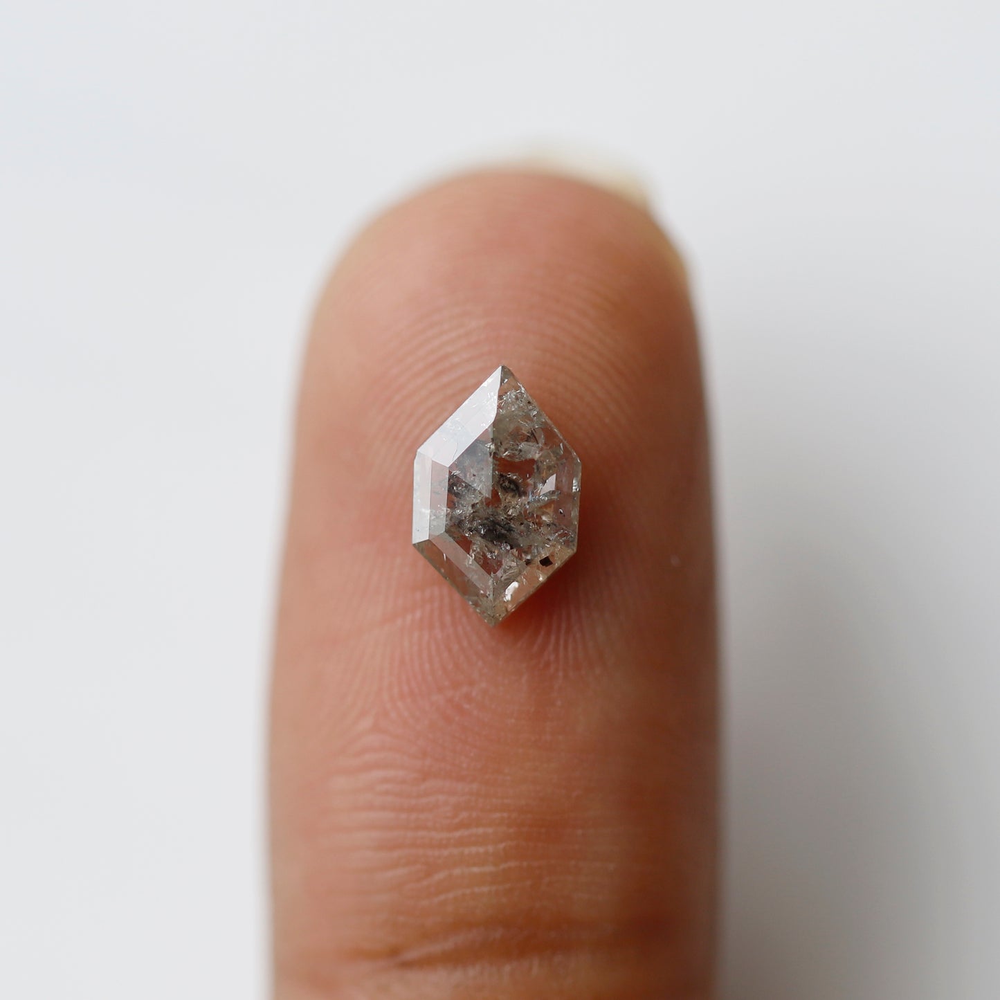 0.70 CT Hexagon Shape Natural Diamond, 8.90 x 5.70 mm Brownish Black Salt and Pepper Earth Mined Diamond