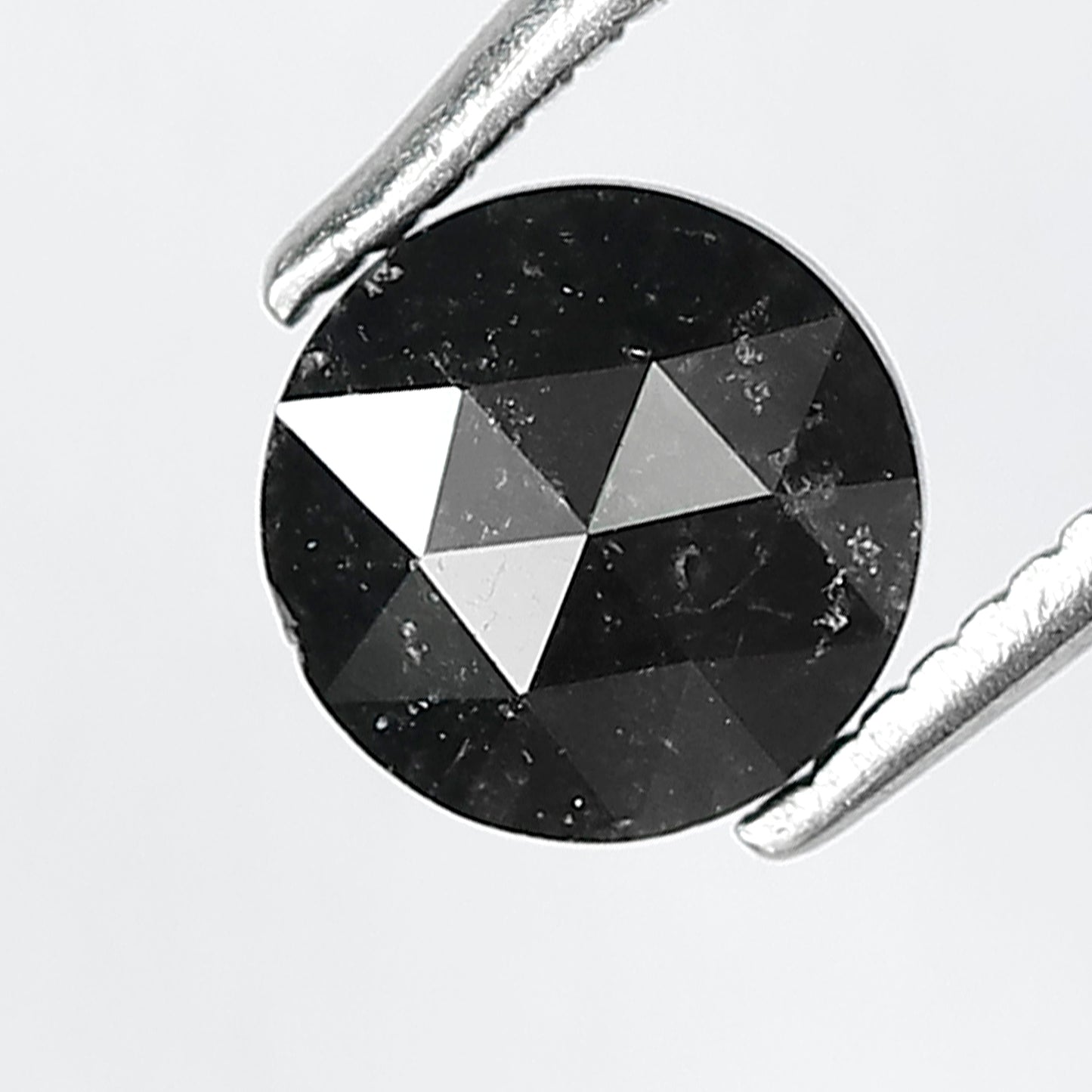 Black Color Rose Cut Round Shape Salt and Pepper Loose Diamond 0.88 Carat