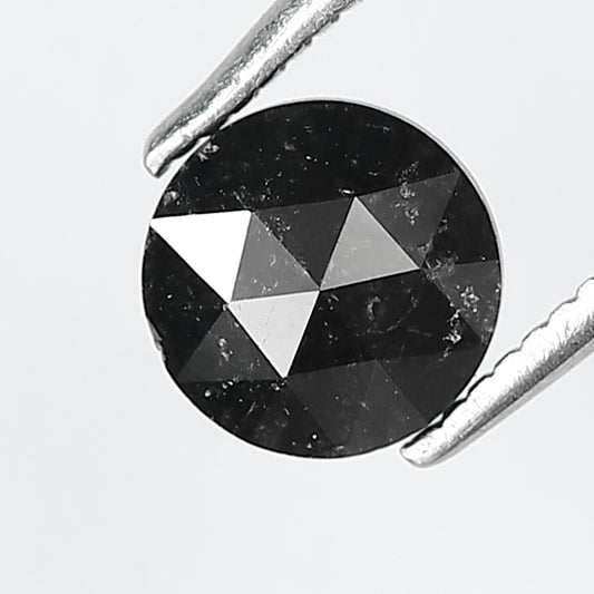 Black Color Rose Cut Round Shape Salt and Pepper Loose Diamond 0.88 Carat