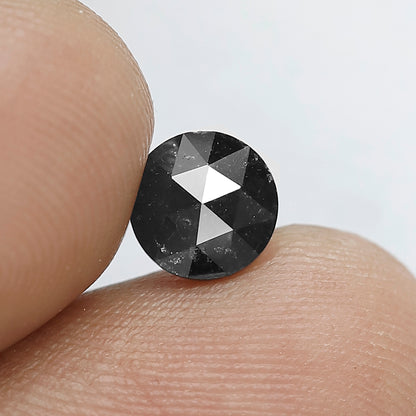 Black Color Rose Cut Round Shape Salt and Pepper Loose Diamond 0.88 Carat