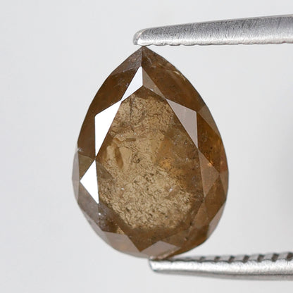 1.89 CT Earth Mined Pear Shape Loose Diamond, Natural Greenish Yellow Rustic Diamond For Making Anniversary Ring Gift
