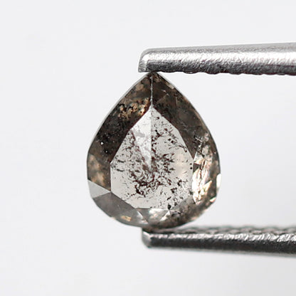 0.58 CT Pear Shape Salt and Pepper Diamond, Natural Brownish Black Conflict Free Loose Diamond for Engagement Ring
