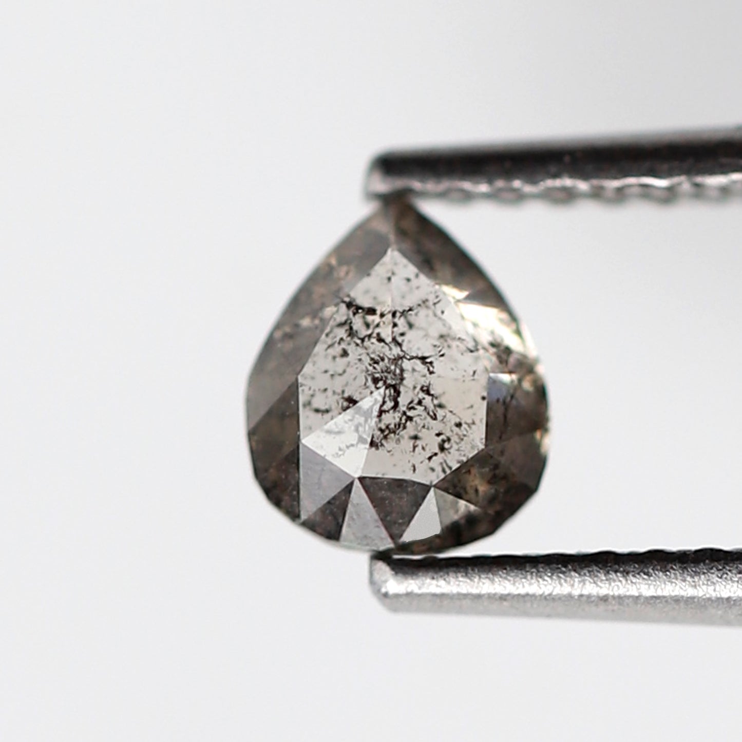 0.58 CT Pear Shape Salt and Pepper Diamond, Natural Brownish Black Conflict Free Loose Diamond for Engagement Ring