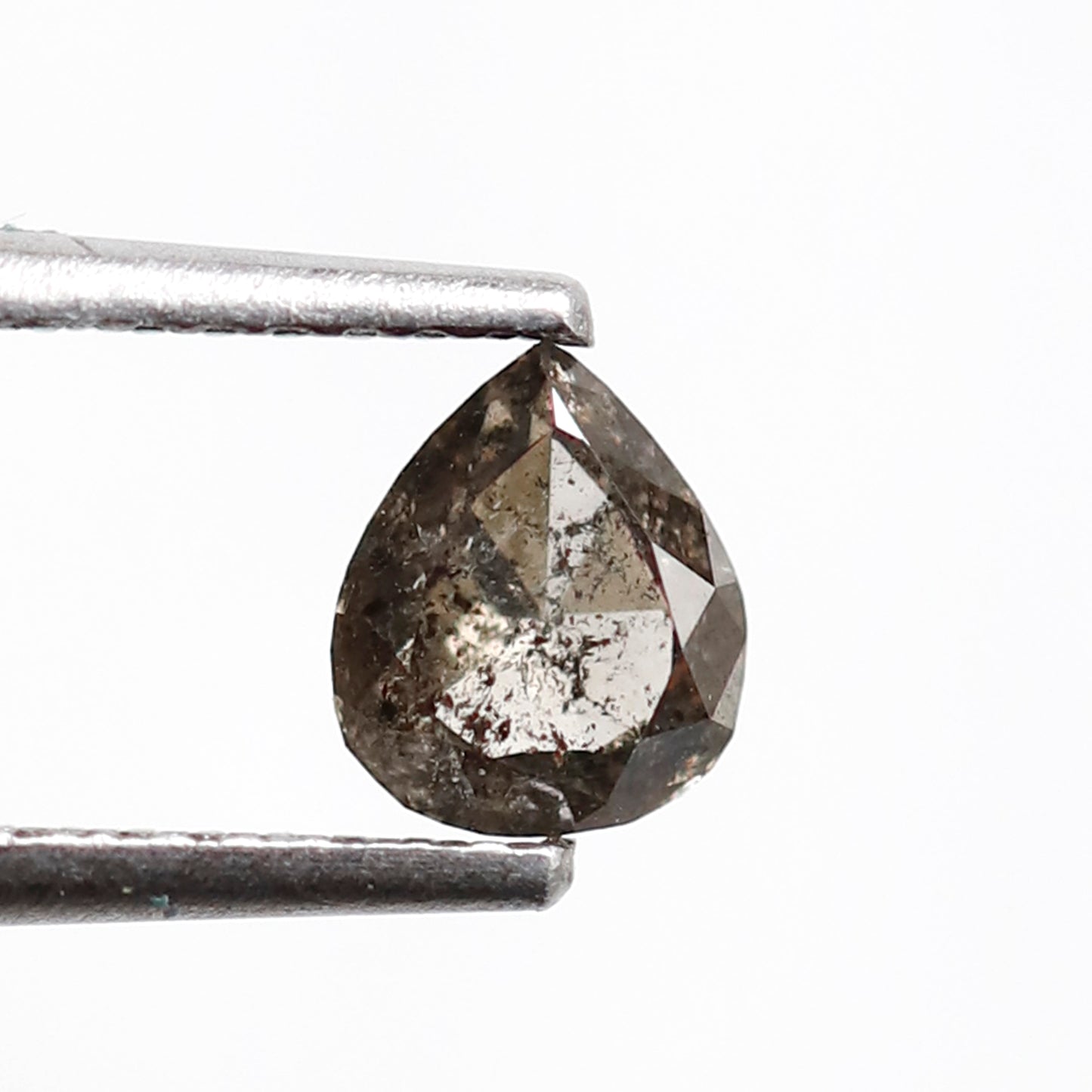 0.58 CT Pear Shape Salt and Pepper Diamond, Natural Brownish Black Conflict Free Loose Diamond for Engagement Ring