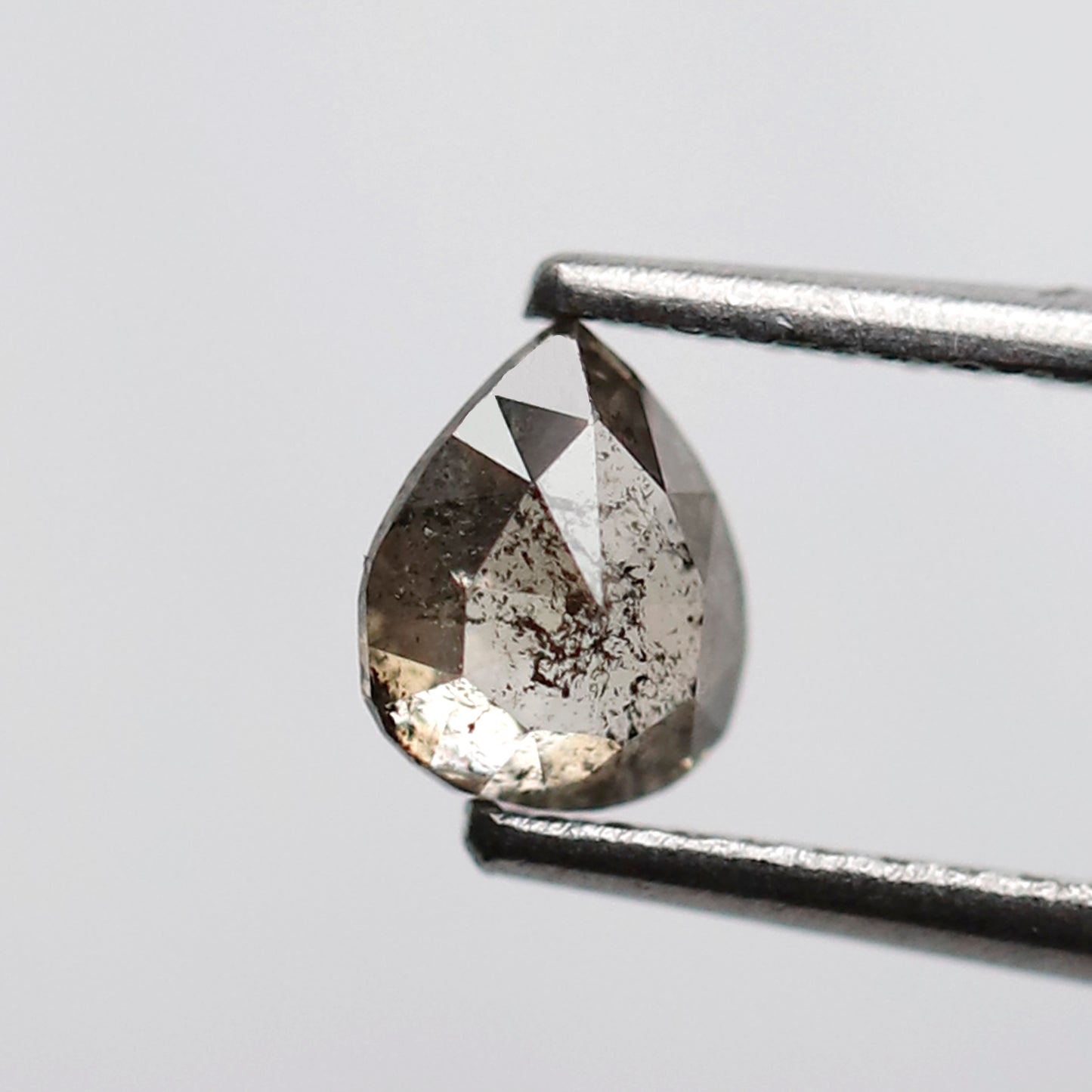 0.58 CT Pear Shape Salt and Pepper Diamond, Natural Brownish Black Conflict Free Loose Diamond for Engagement Ring