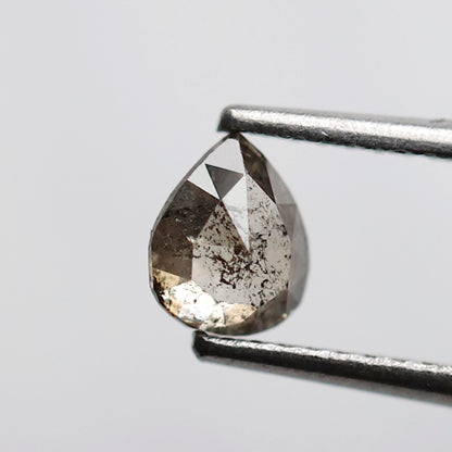 0.58 CT Pear Shape Salt and Pepper Diamond, Natural Brownish Black Conflict Free Loose Diamond for Engagement Ring