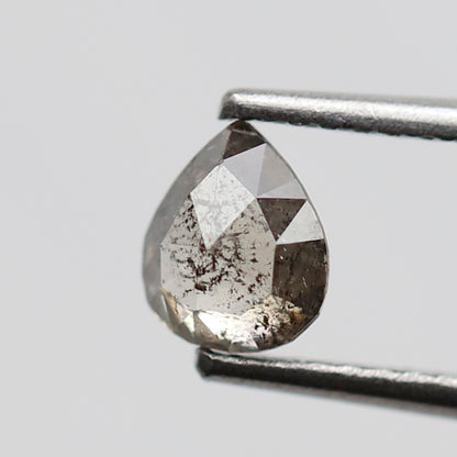 0.58 CT Pear Shape Salt and Pepper Diamond, Natural Brownish Black Conflict Free Loose Diamond for Engagement Ring