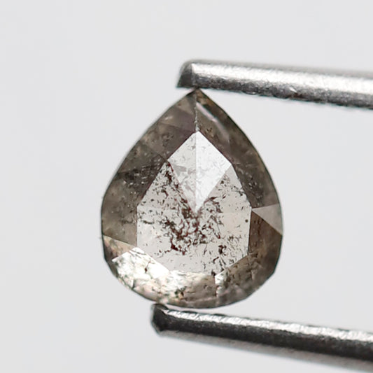 0.58 CT Pear Shape Salt and Pepper Diamond, Natural Brownish Black Conflict Free Loose Diamond for Engagement Ring