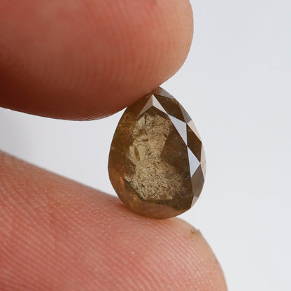 1.89 CT Earth Mined Pear Shape Loose Diamond, Natural Greenish Yellow Rustic Diamond For Making Anniversary Ring Gift