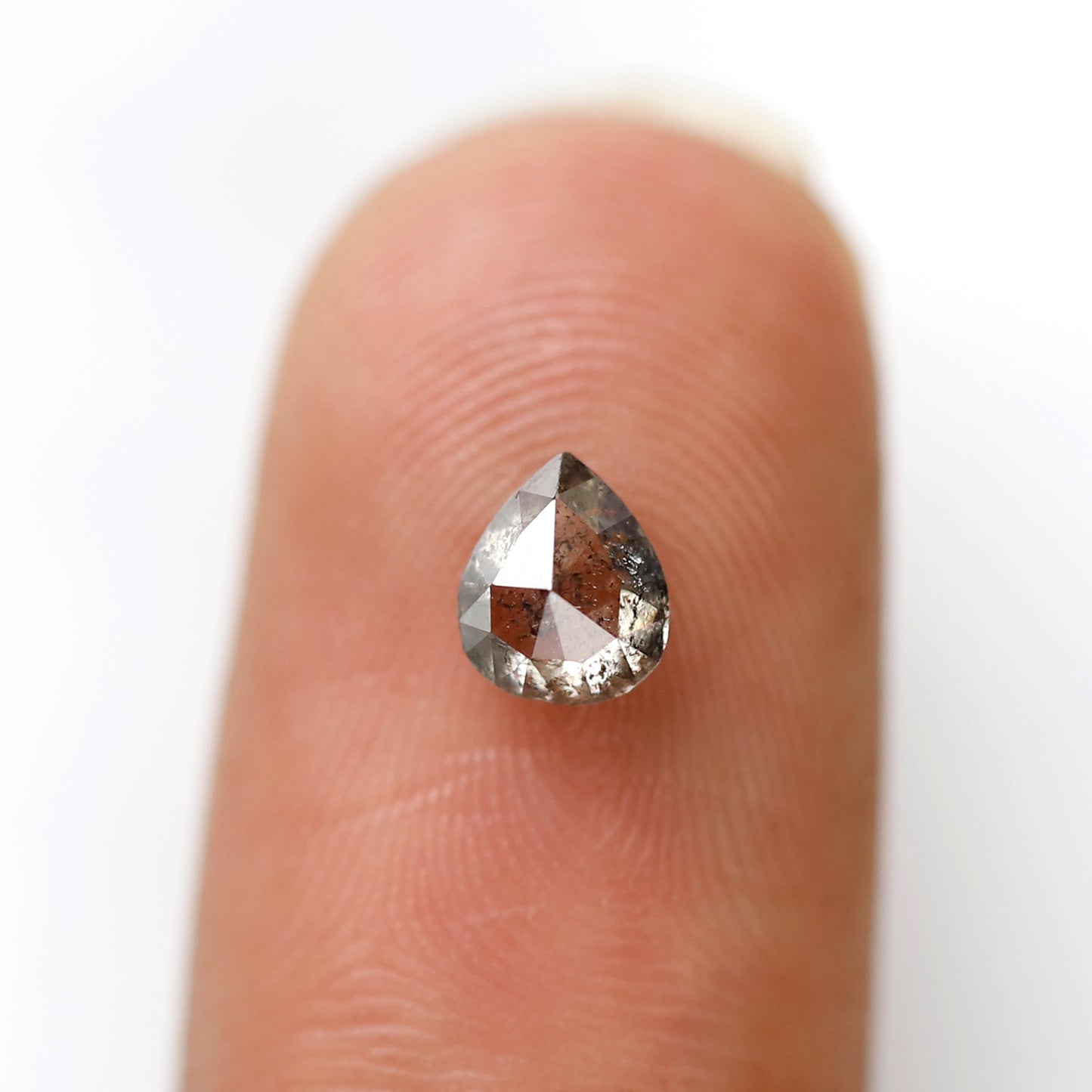 0.58 CT Pear Shape Salt and Pepper Diamond, Natural Brownish Black Conflict Free Loose Diamond for Engagement Ring