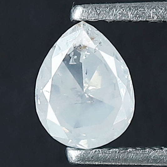 6 MM Fancy Misty White Color Diamond 0.48 CT Pear Shape Diamond Loose Natural Ethically Sourced Salt and Pepper Diamond Prong Setting Ring