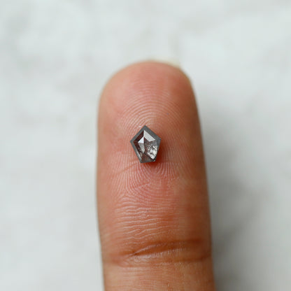 0.34 CT Geometric Shape Salt and Pepper Diamond, Natural Gray Black Loose Diamond for Ring and Custom Jewelry