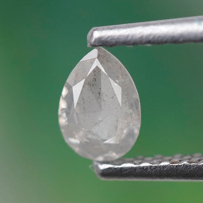 0.20 CT Pear Shape Salt and Pepper Diamond, Natural Misty White Earth Mined Loose Diamond For Earring